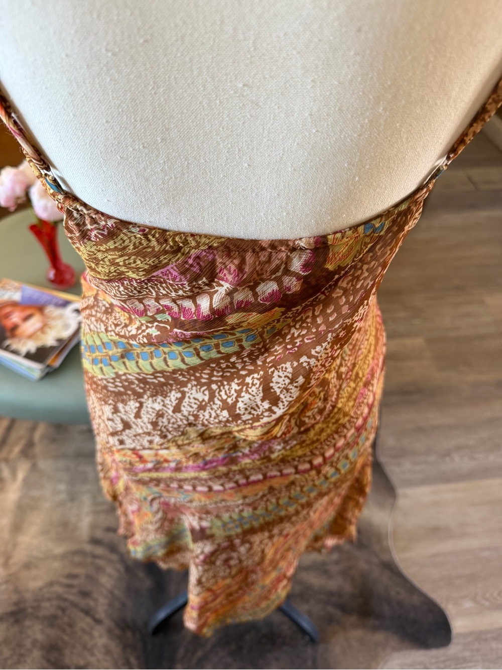 Hot Kiss Multicolor Paisley Mini Dress — Brown & Rust Tones - Picture 5 of 7
